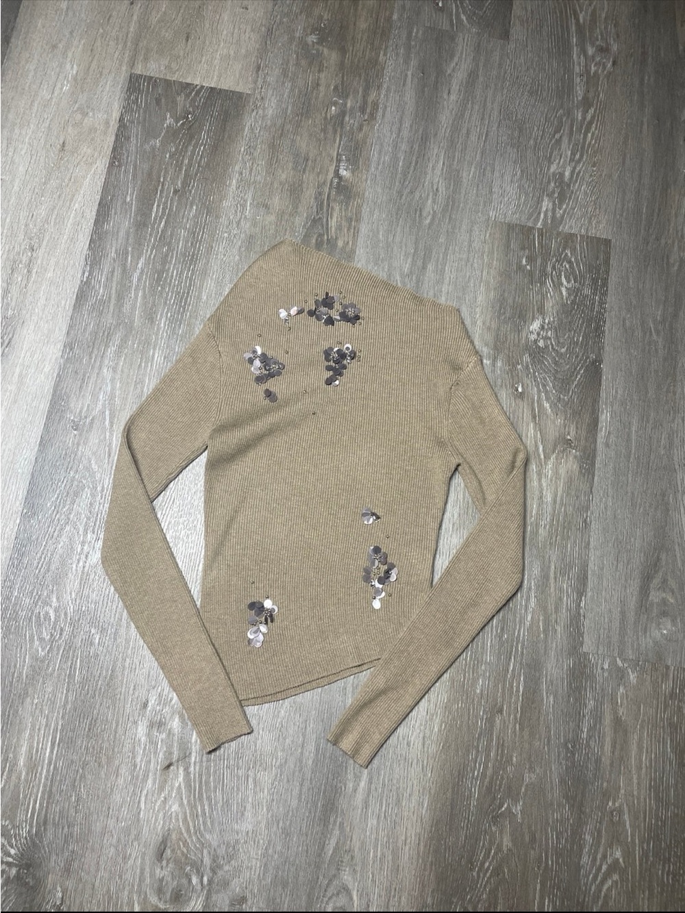 Commense Beige Sequin Embellished Women's Sweater